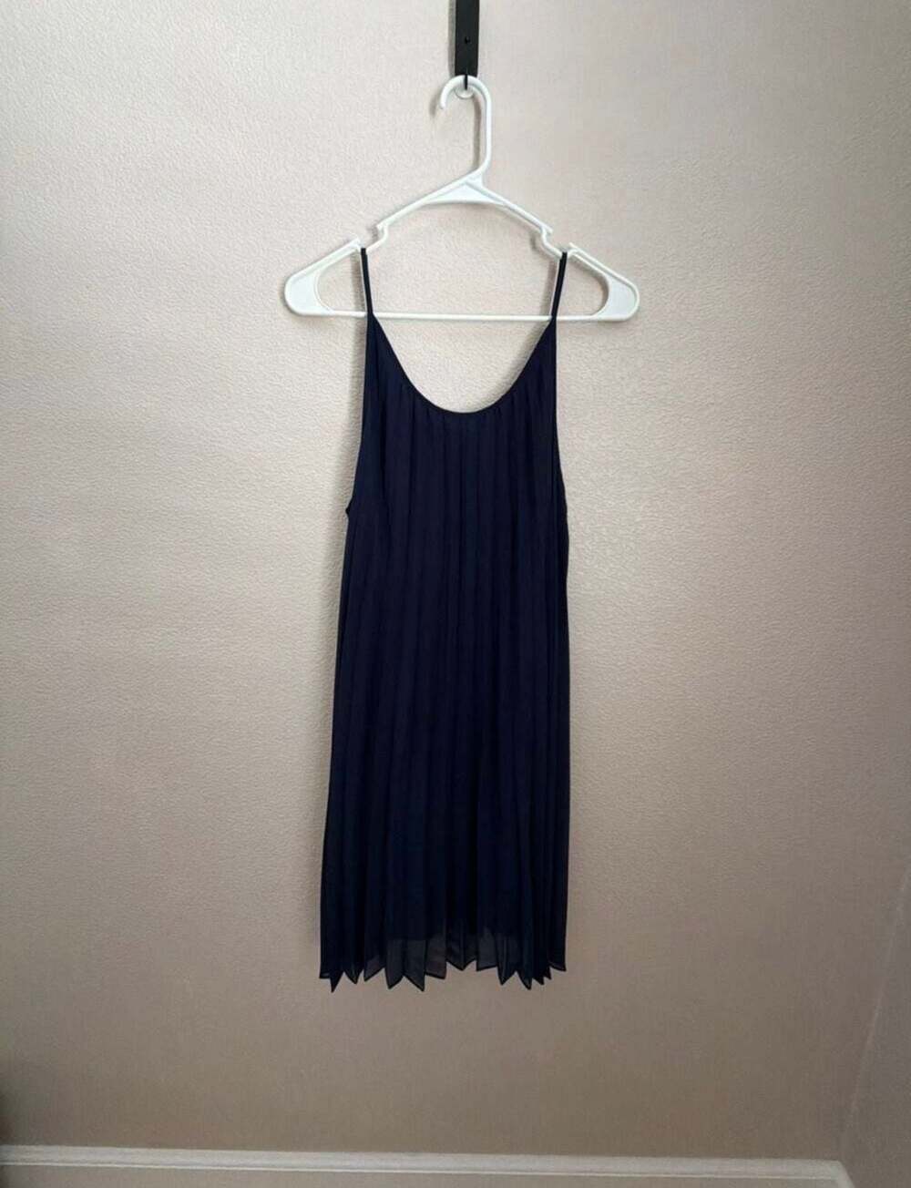 BCBGeneration Navy Pleated Spaghetti Strap Mini Dress